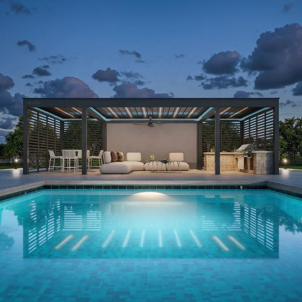 Outdoor Furniture Aluminum - Pergola prostokątna ze stopu aluminium w